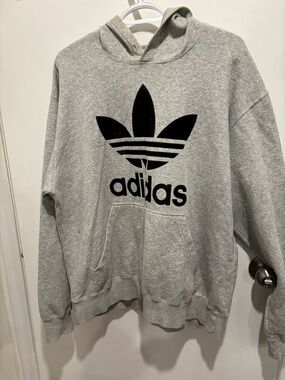 adidas Gray Hoodie with Black Trefoil